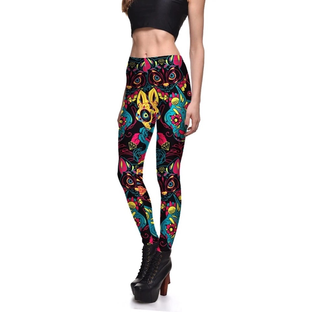 NWT Skull Diamond 💎😻💀Cat Soft Leggings 鹿 - Picture 2 of 7